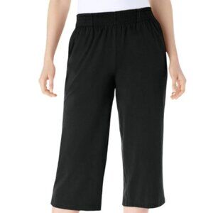Just My Size (JMS) ComfortSoft Black Capri Wide-Leg Capri Pants New SZ 16